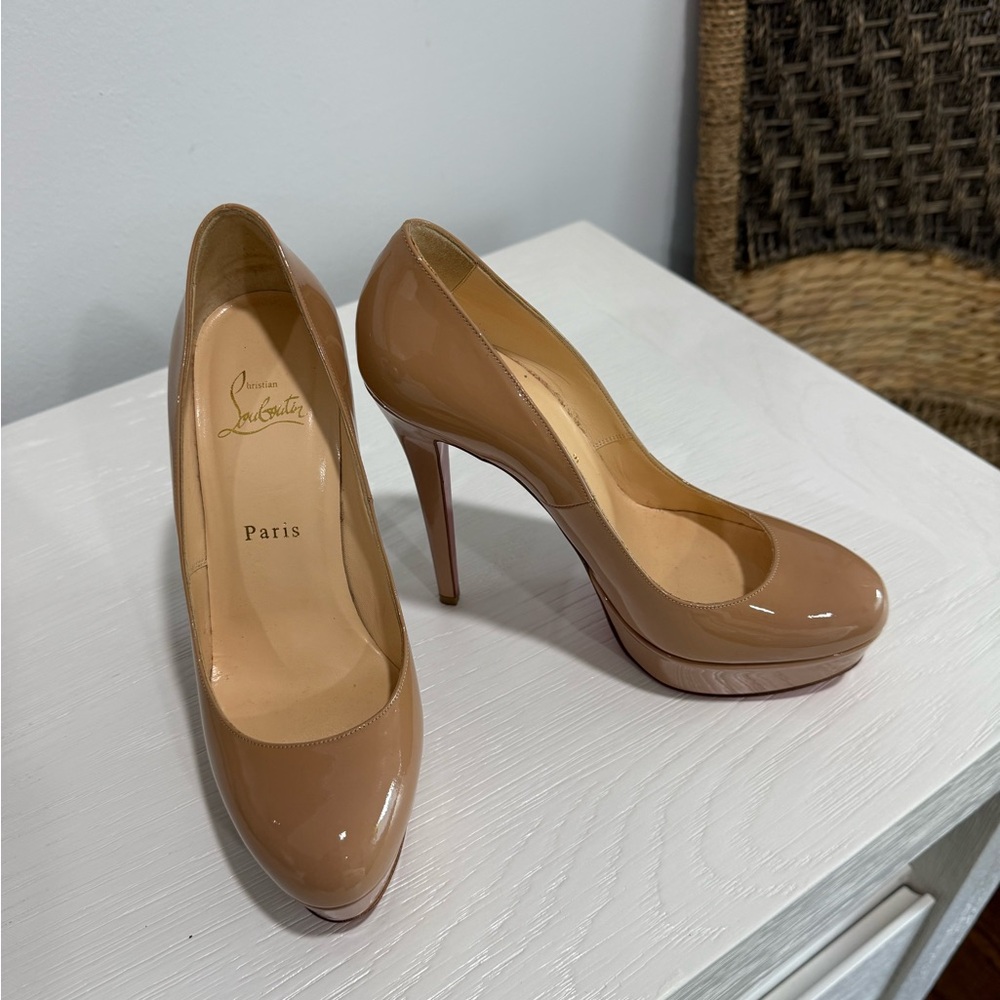 Authentic Christian Louboutin Nude Patent Leather Heels